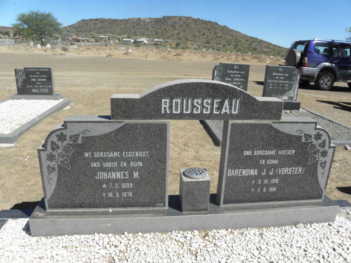 ROUSSEAU Johannes M. 1899-1976 &amp; Barendina J.J. VORSTER 1916-1981