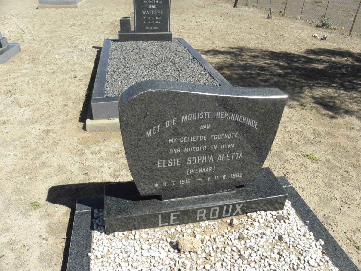 ROUX Elsie Sophia Aletta, le nee PIENAAR 1918-1982