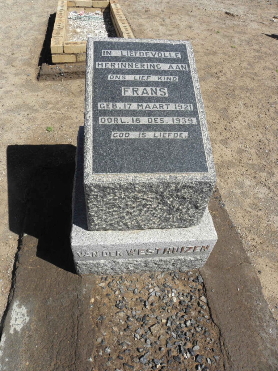 WESTHUIZEN Frans, van der 1921-1939