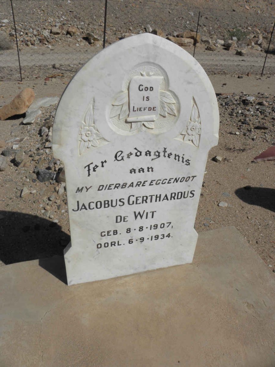WIT Jacobus Gerthardus, de 1907-1934
