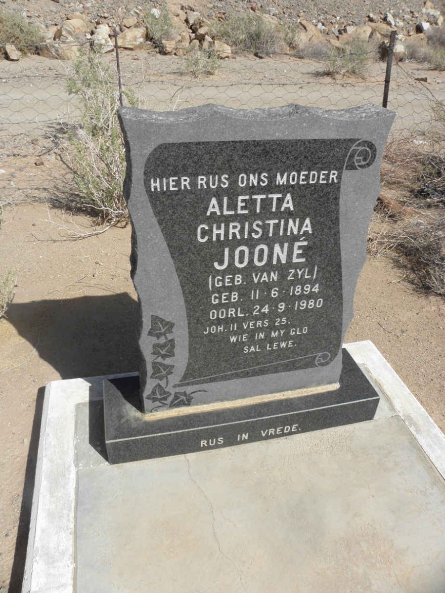 JOONE Aletta Christina nee VAN ZYL 1894-1980