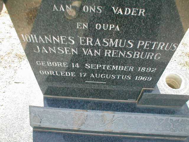 RENSBURG Johannes Erasmus Petrus, Jansen van 1892-1969