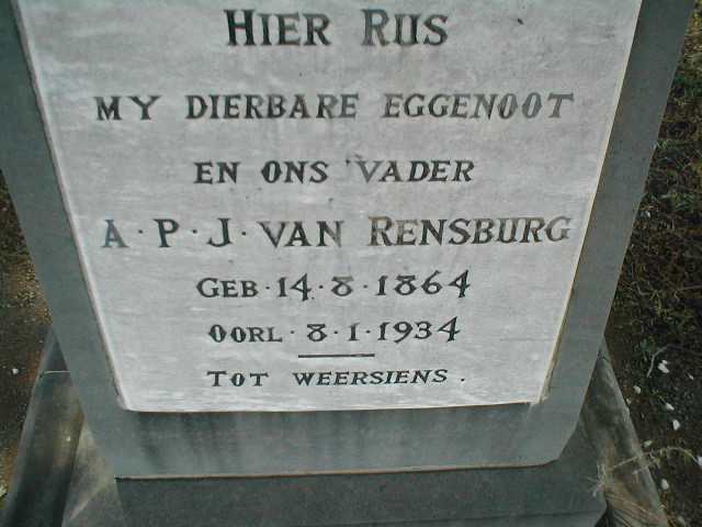 RENSBURG A.P.J., van 1864-1934