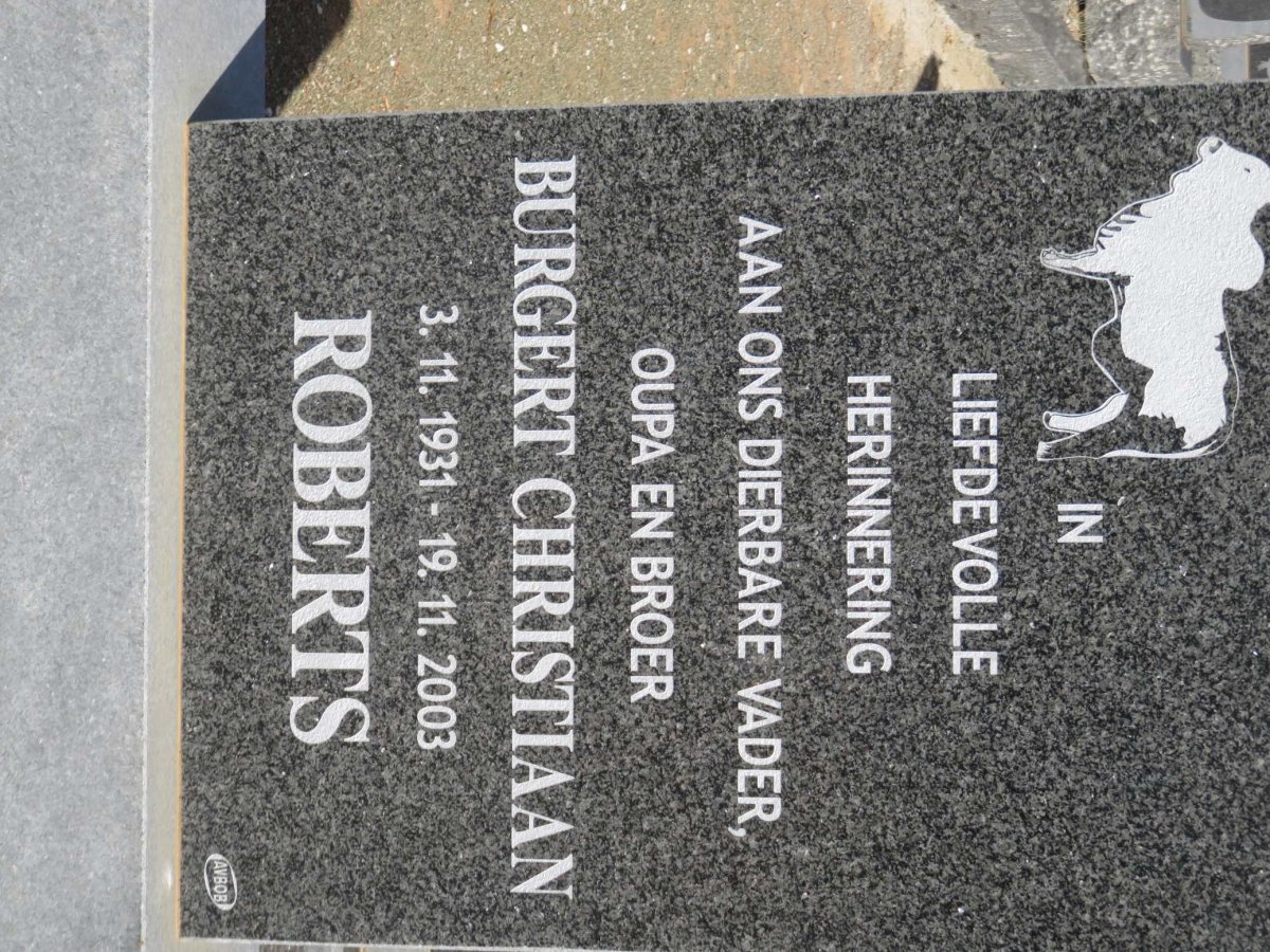 ROBERTS Burgert Christiaan 1931-2003