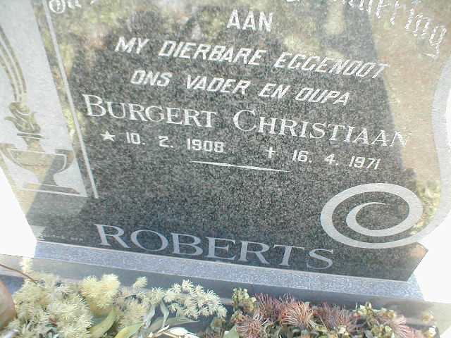 ROBERTS Burgert Christiaan 1908-1971