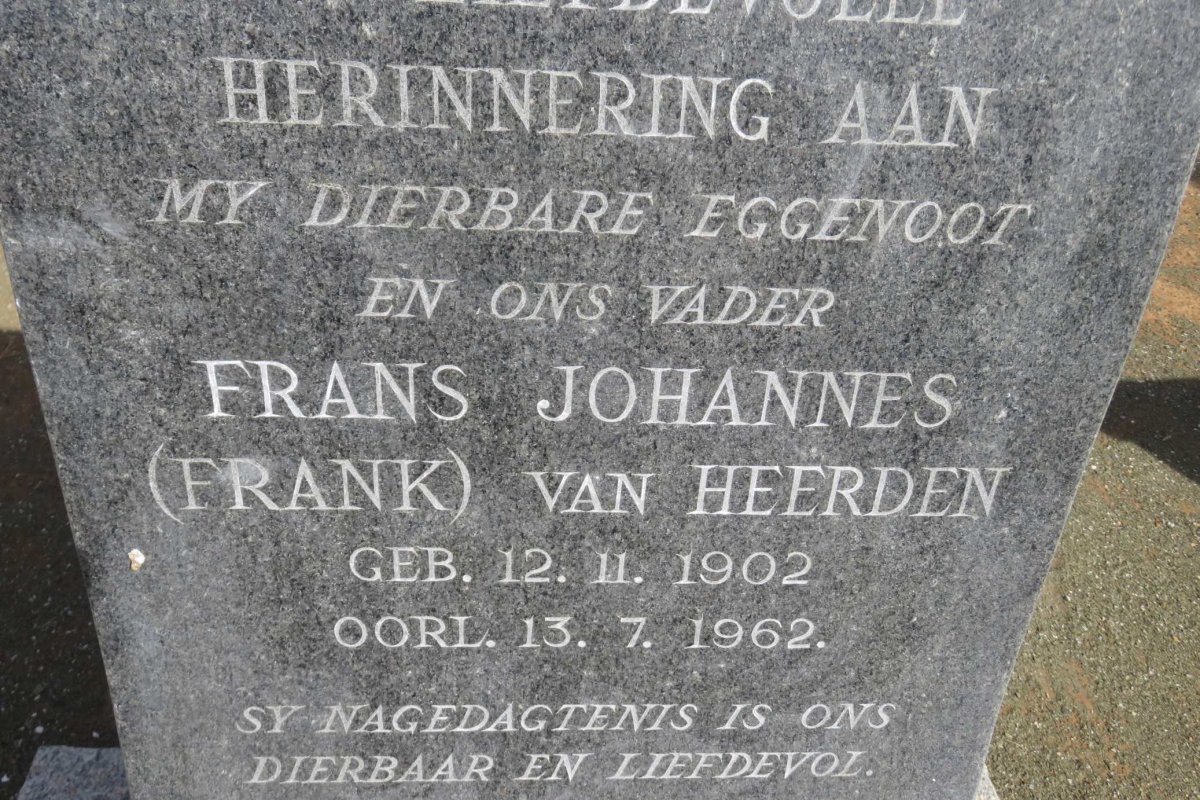 HEERDEN Frans Johannes, van 1902-1962