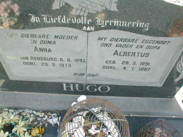 HUGO Albertus 1891-1967 &amp; Anna VAN RENSBURG 1895-1973