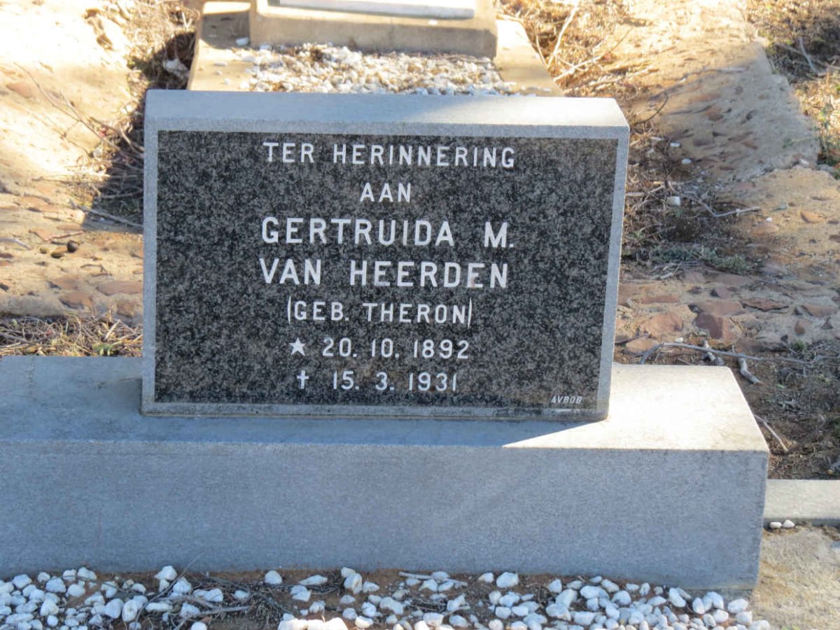 HEERDEN Gertruida M., van nee THERON 1892-1931