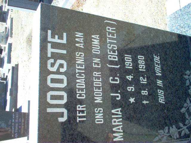 JOOSTE Maria J.C. nee BESTER 1901-1980