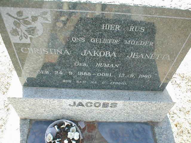 JACOBS Christina Jakoba Jeanetta nee HUMAN 1888-1960
