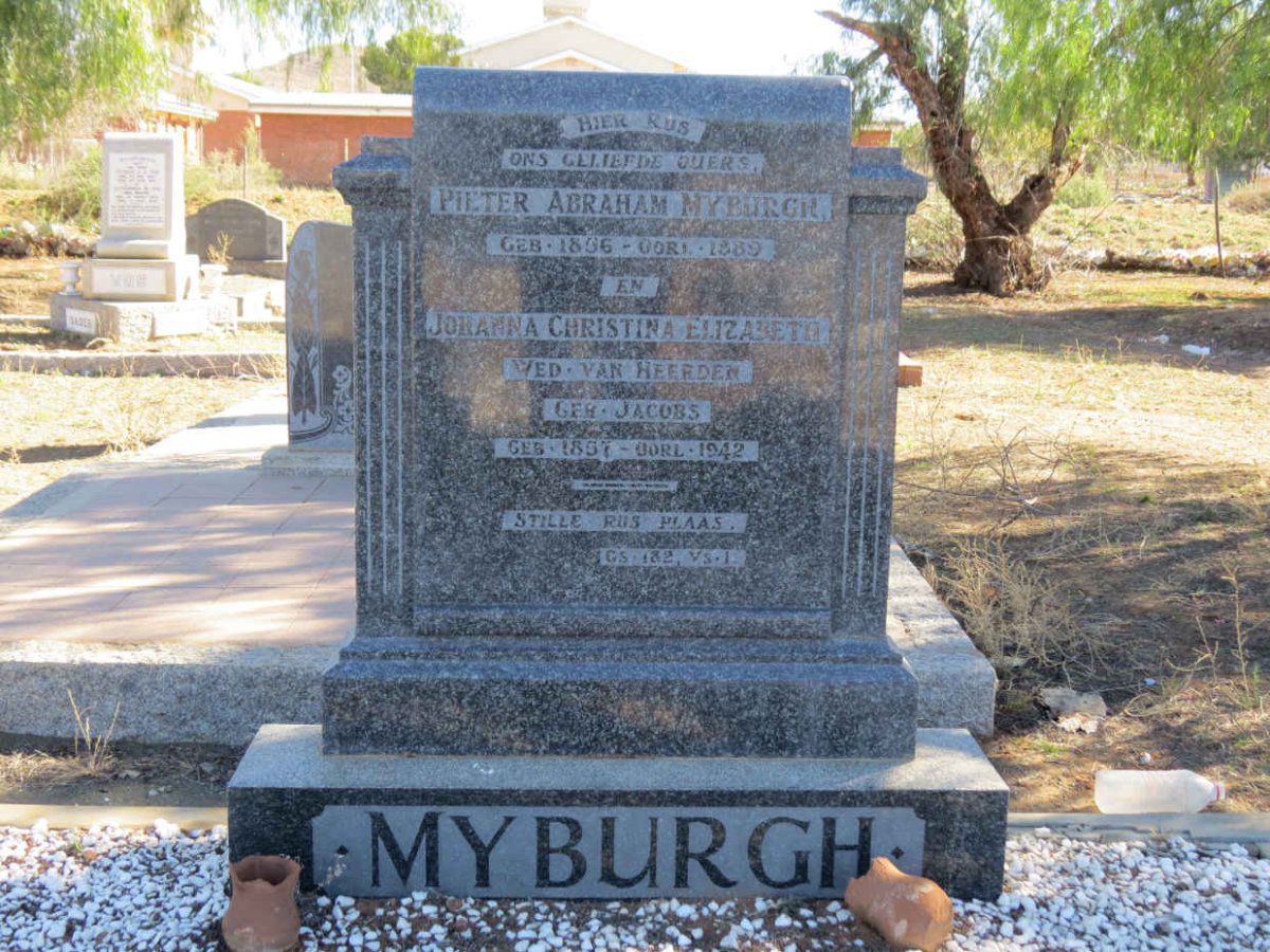 MYBURGH Pieter Abraham 1856-1889 &amp; VAN HEERDEN Johanna Christina Elizabeth nee JACOBS 1857-1942