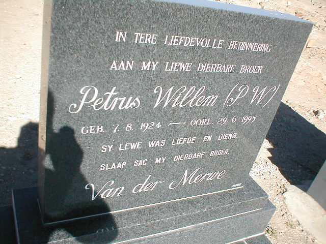 MERWE Petrus Willem, van der 1924-1995