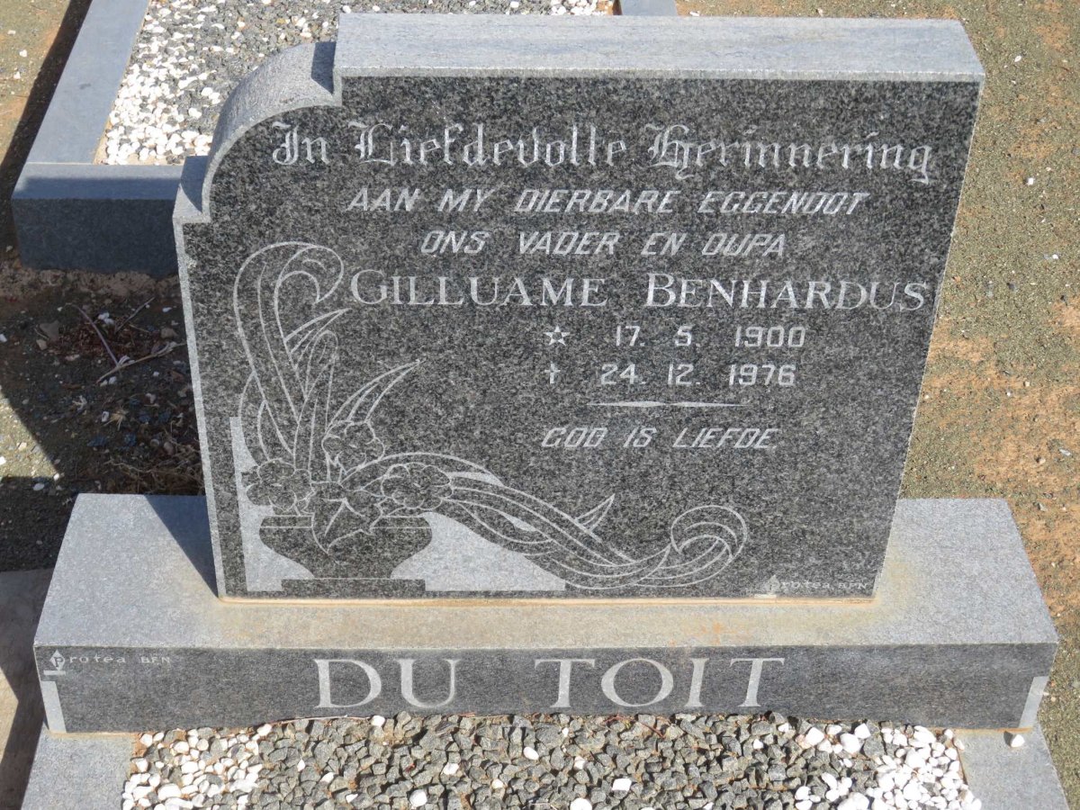 TOIT Gilluame Benhardus, du 1900-1976