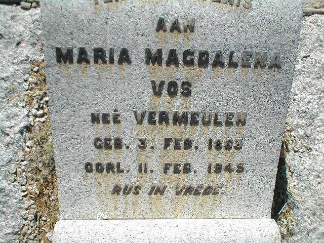 VOS Maria Magdalena nee VERMEULEN 1863-1945