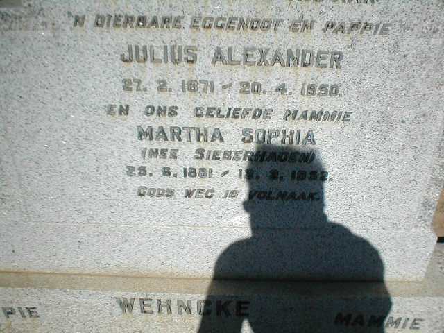 WEHNCKE Julius Alexander 1871-1950 &amp; Martha Sophia SIEBERHAGEN 1881-1952