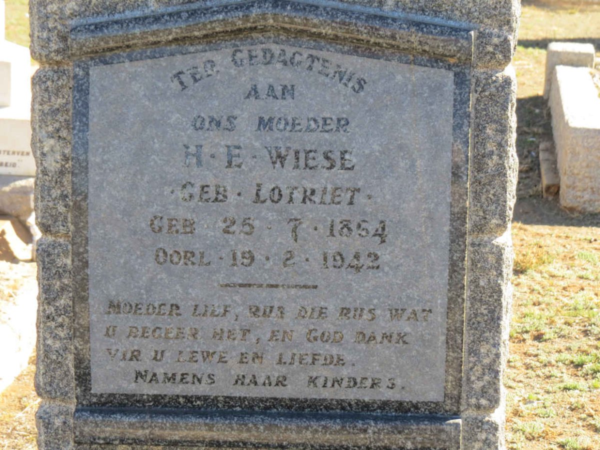 WIESE H.E. nee LOTRIET 1864-1942