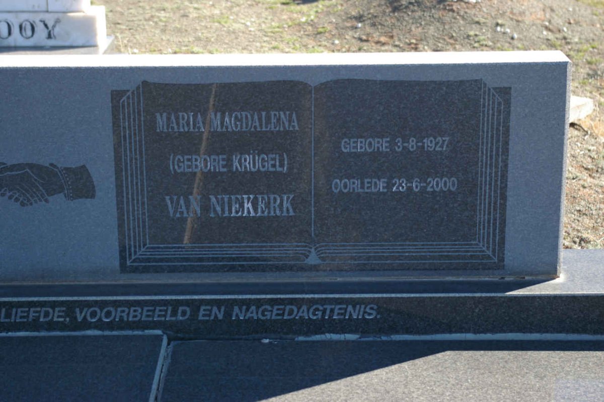 NIEKERK Maria Magdalena, van nee KRUGEL 1927-2000
