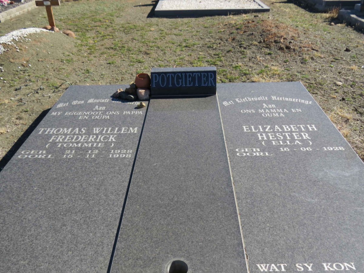 POTGIETER Thomas Willem Frederick 1928-1998 &amp; Elizabeth Hester 1928-