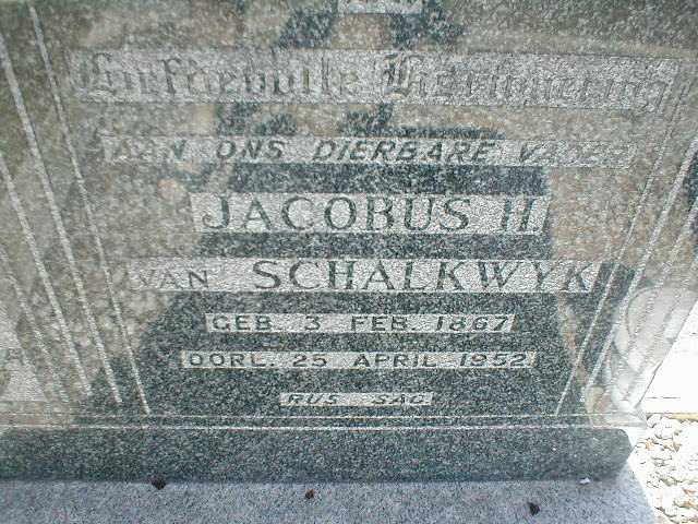 SCHALKWYK Jacobus H., van 1867-1952