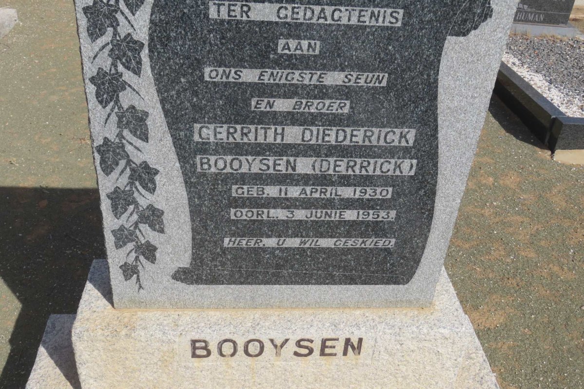 BOOYSEN Gerrith Diederick 1930-1953
