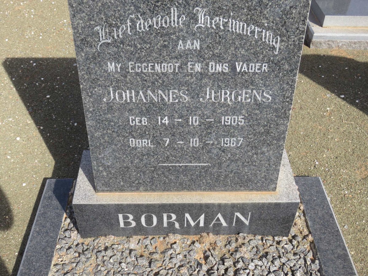 BORMAN Johannes Jurgens 1905-1967