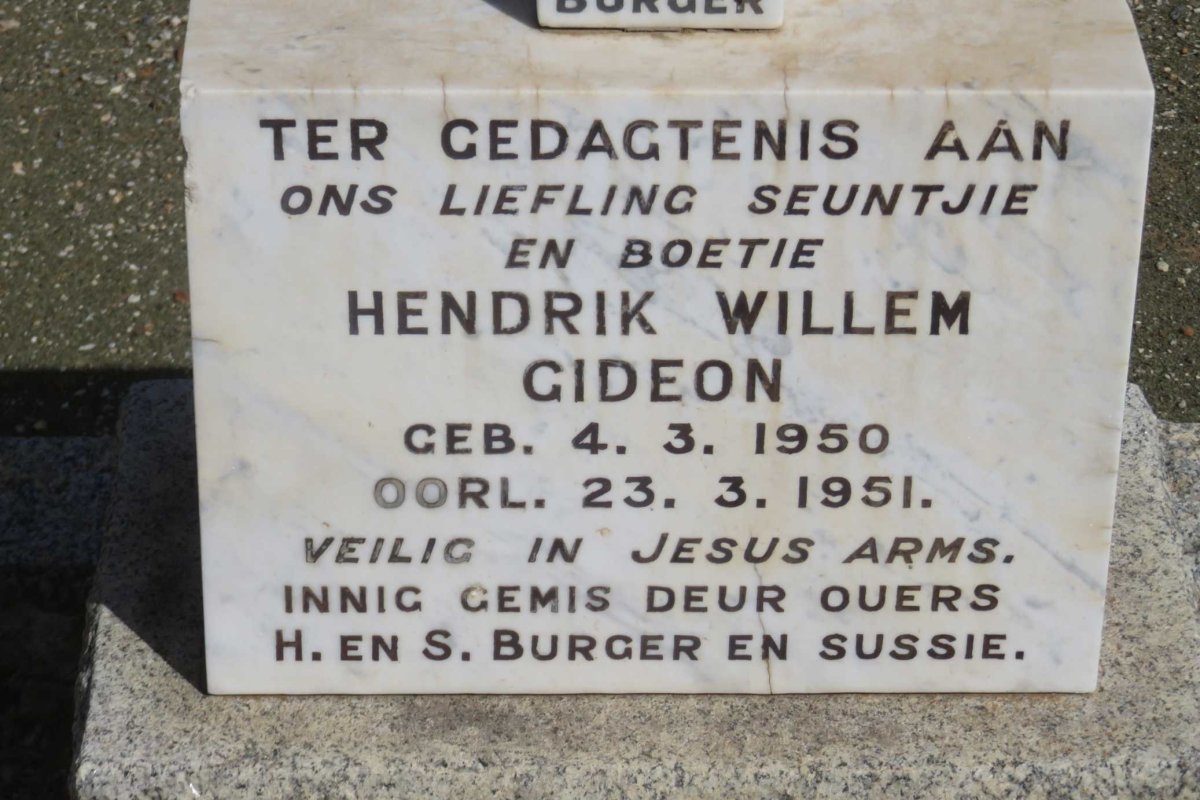 BURGER Hendrik Willem Gideon 1950-1951