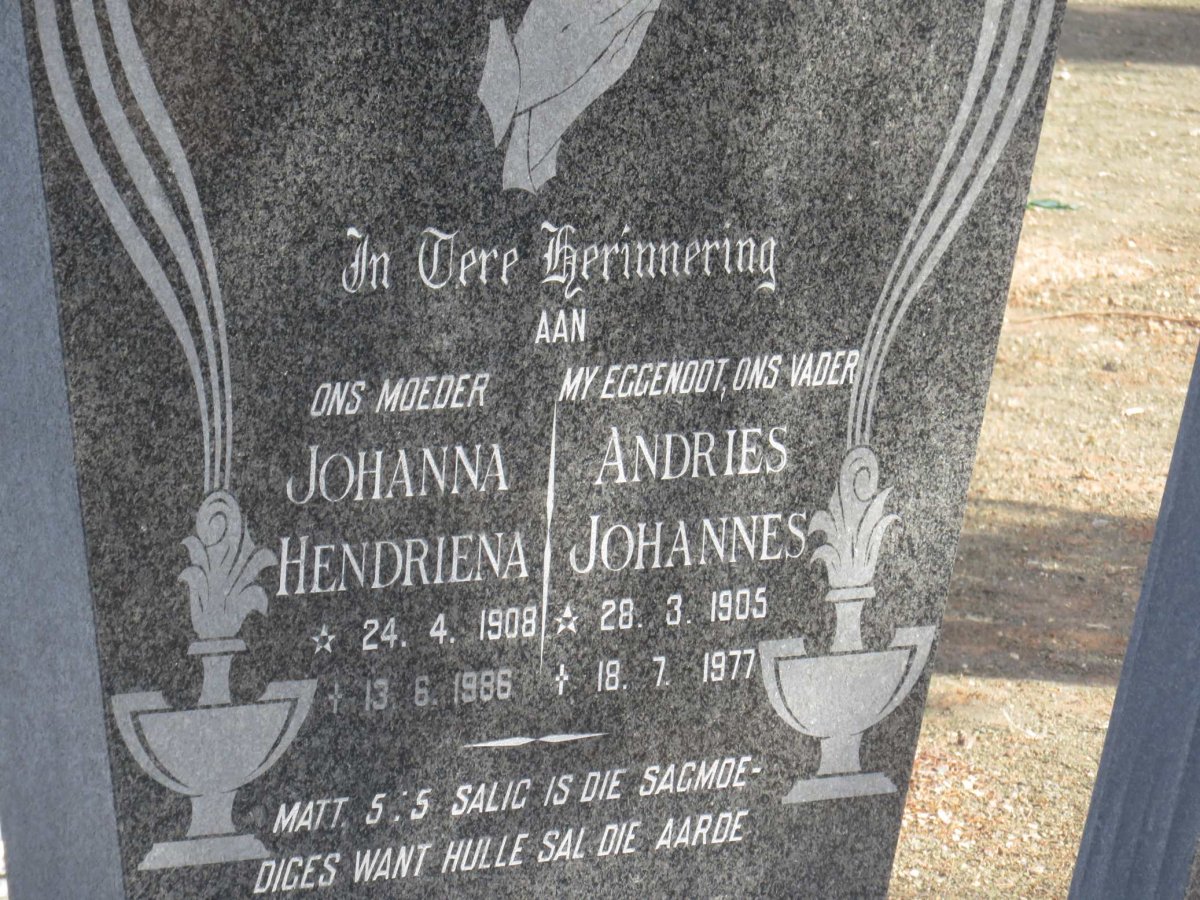 BLAAUW Andries Johannes 1905-1977 &amp; Johanna Hendriena 1908-1986