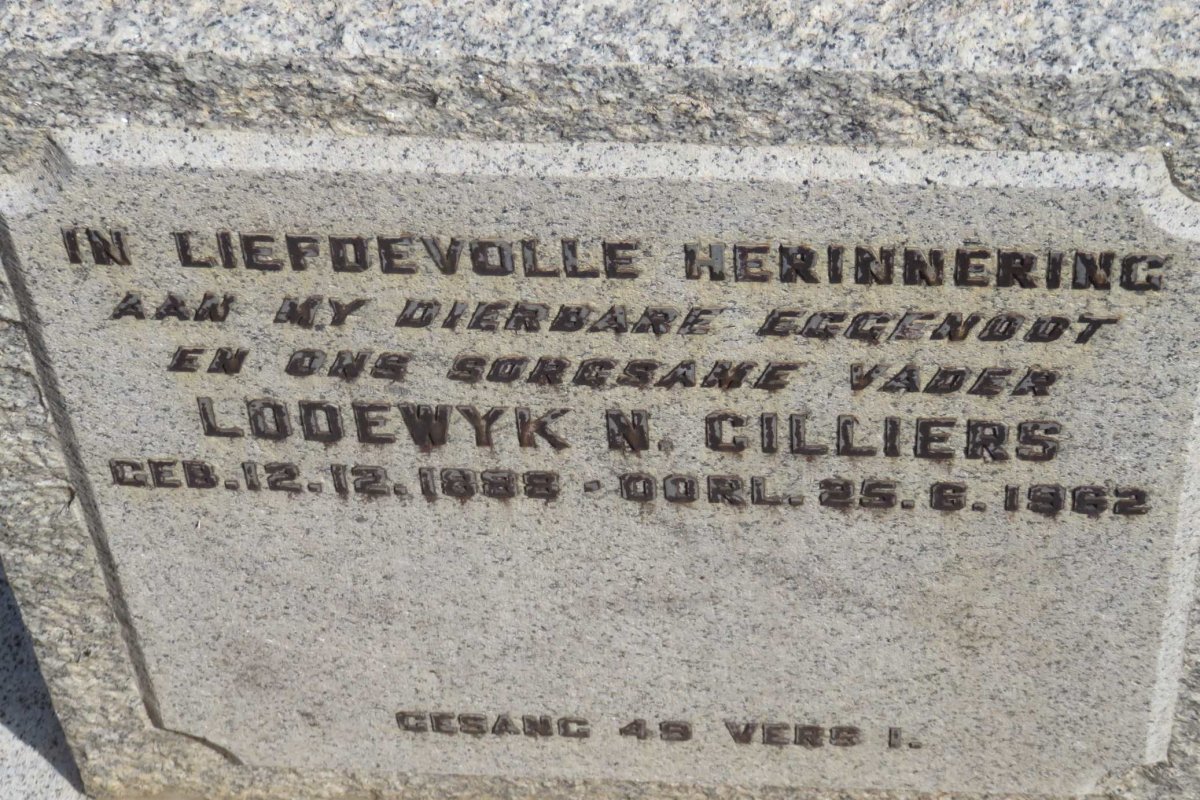 CILLIERS Lodewyk N. 1888-1962 &amp; Hermina Aletta 1888-1970