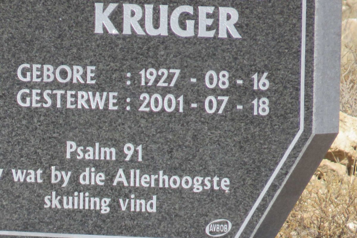 KRUGER Fransiena 1927-2001