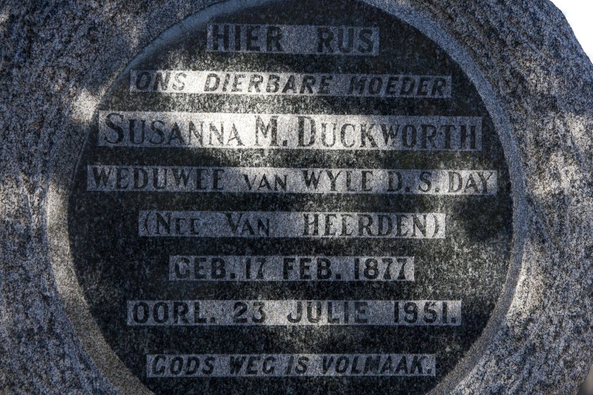 DUCKWORTH Susanna M. formerly DAY nee VAN HEERDEN 1877-1951