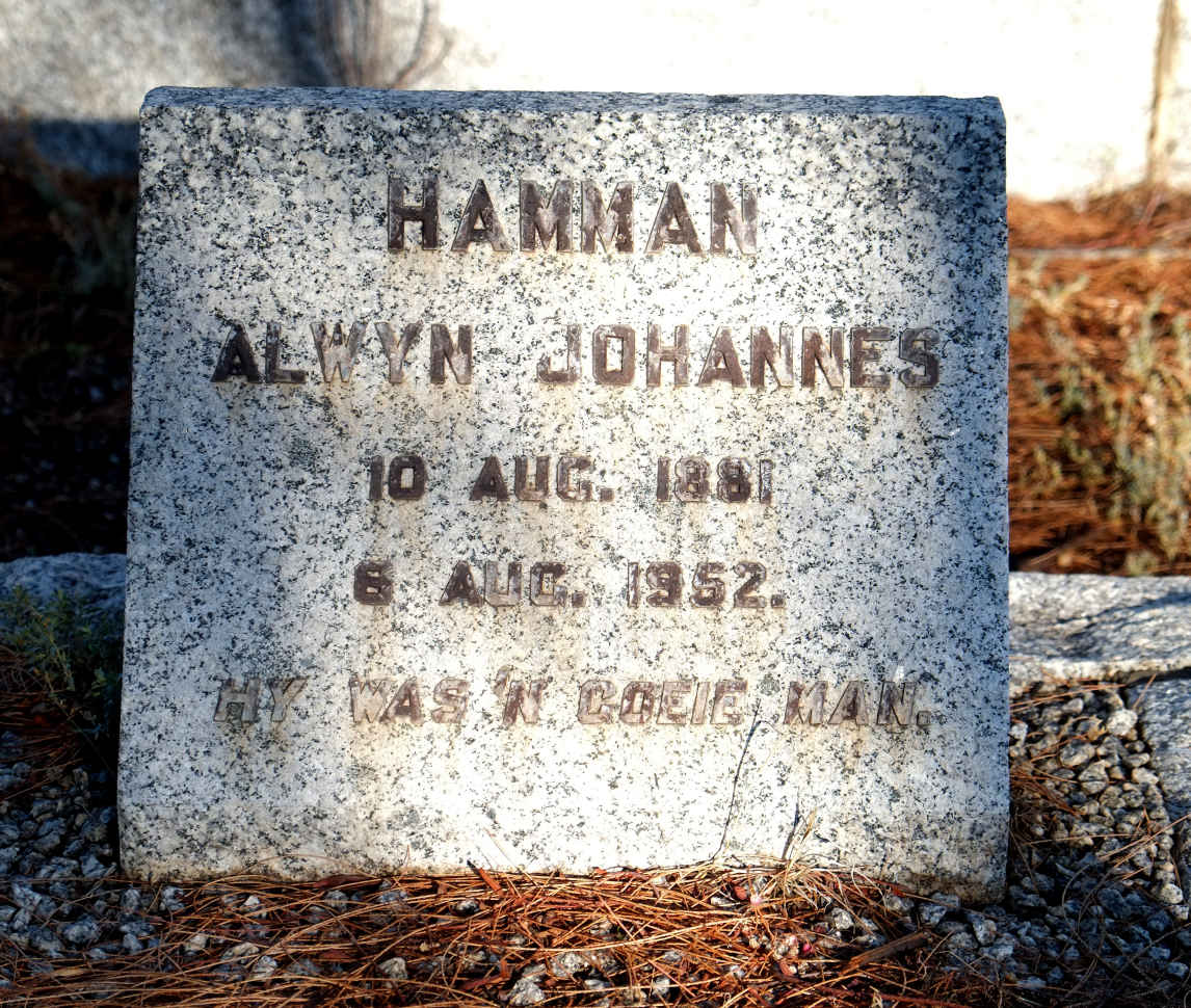 HAMMAN Alwyn Johannes 1881-1952