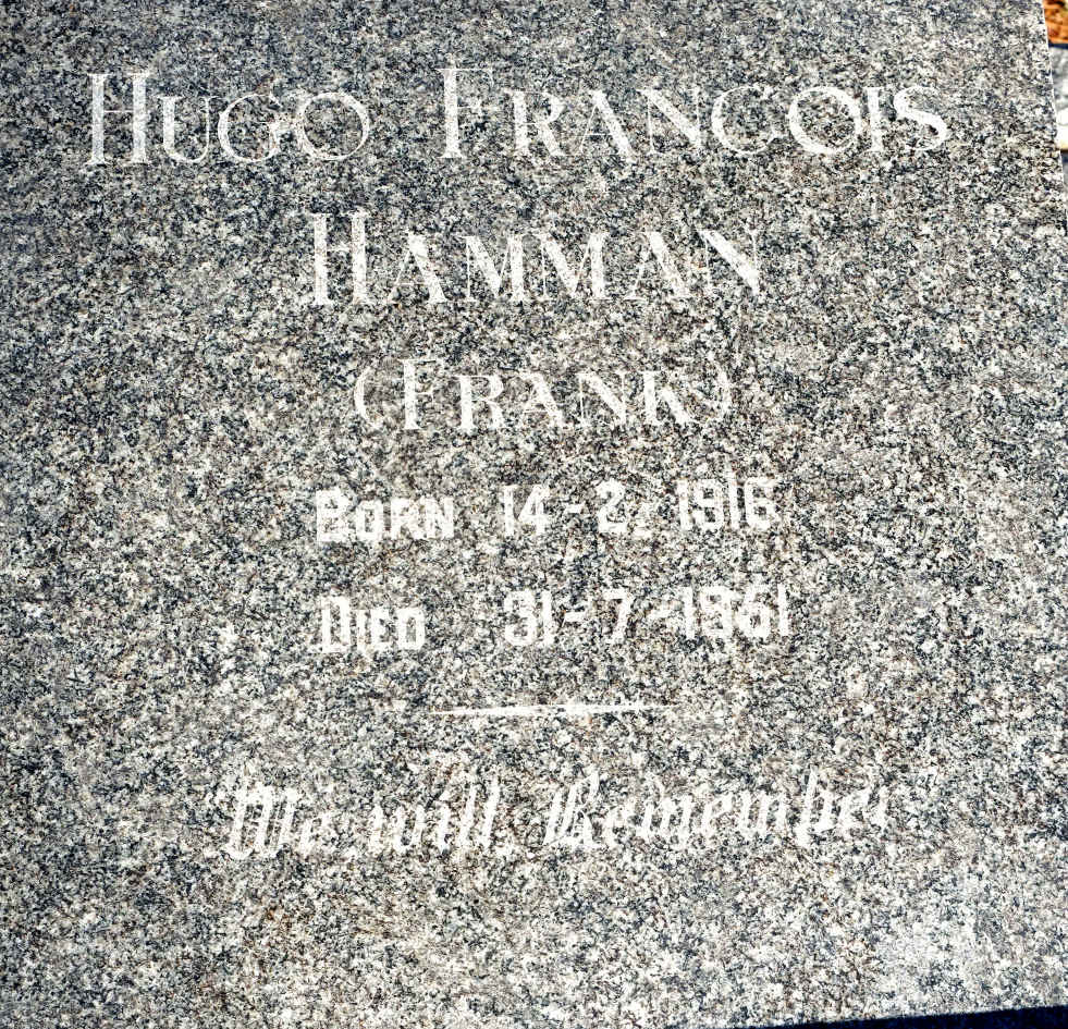 HAMMAN Hugo Francois 1916-1951