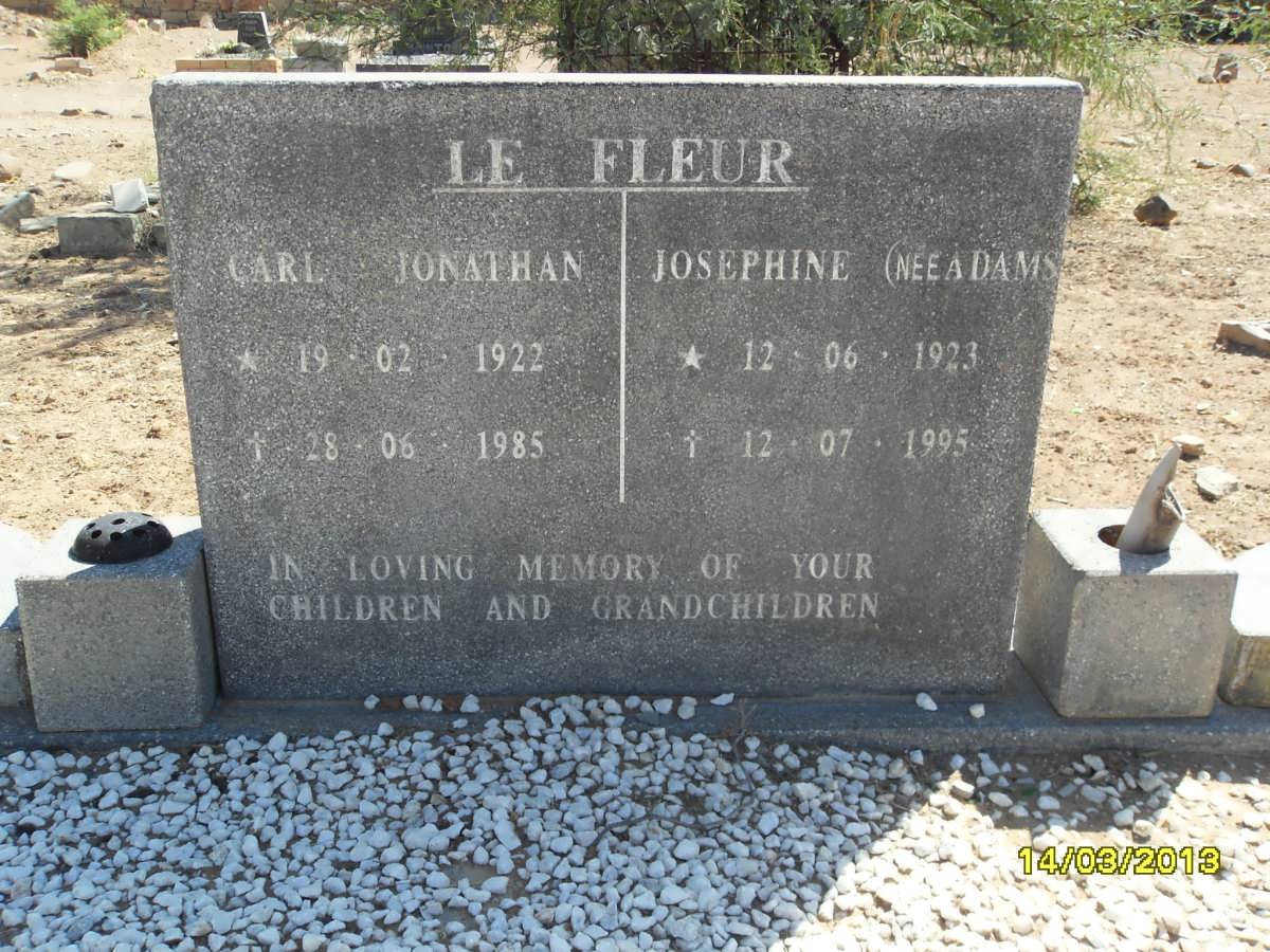 FLEUR Carl Jonathan, Le 1922-1985 &amp; Josephine ADAMS 1923-1995