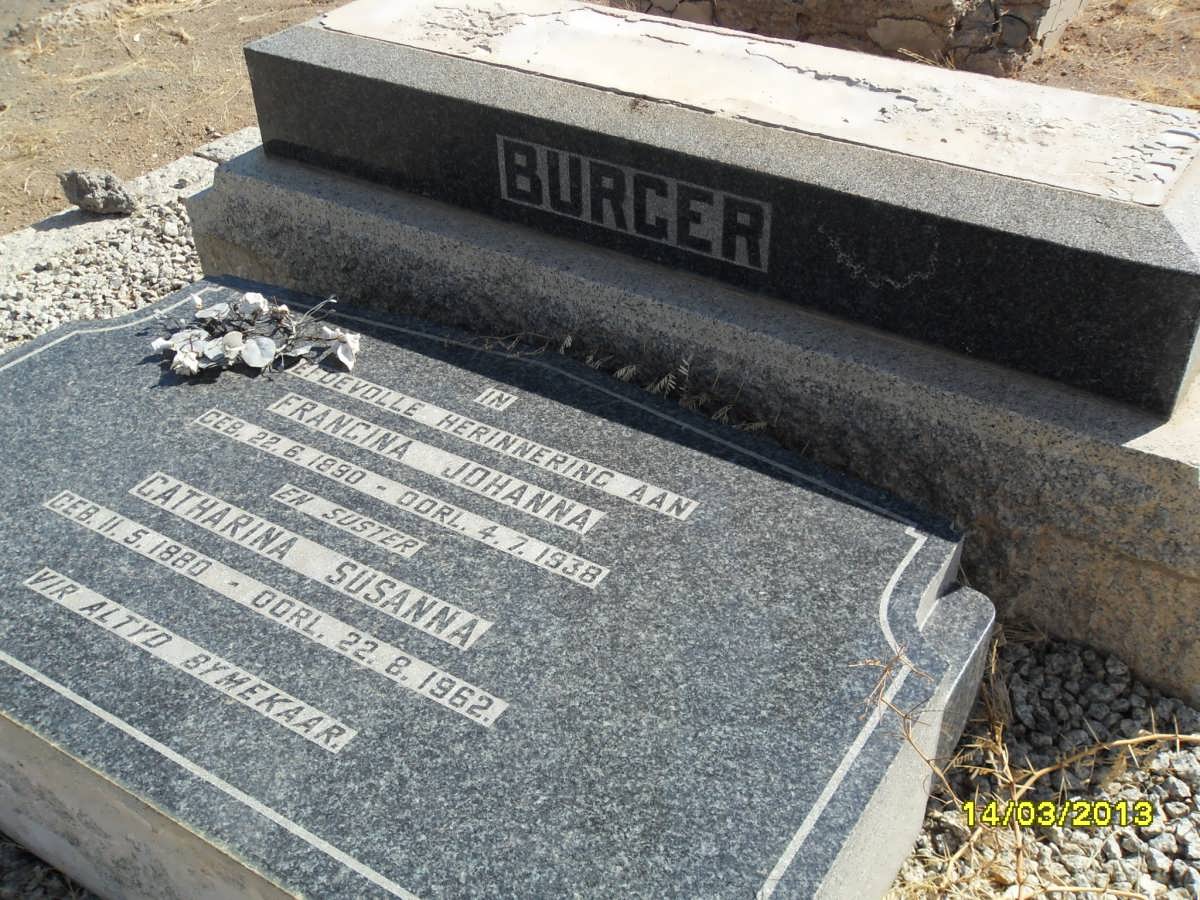 BURGER Francina Johanna 1890-1938 :: BURGER Catharina Susanna 1880-1962