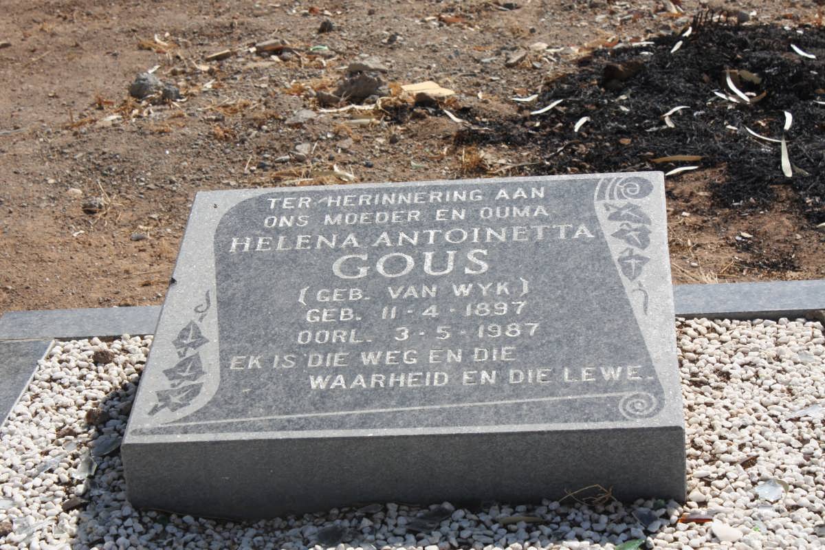 GOUS Helena Antoinetta nee VAN WYK 1897-1987