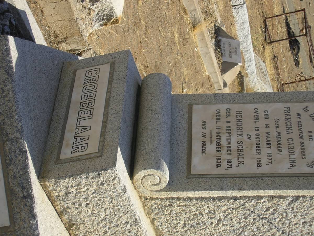 GROBBELAAR Hendrik Schalk 1871-1930 &amp; Francina Carolina PIENAAR 1877-1918