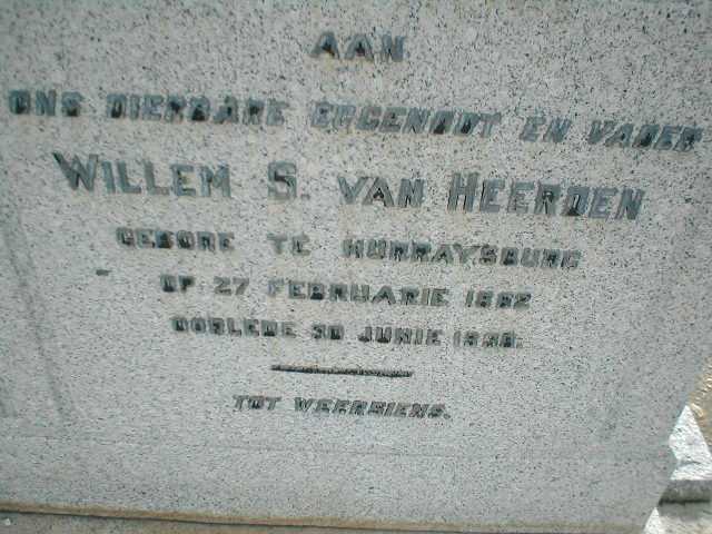 HEERDEN Willem S., van 1862-1938