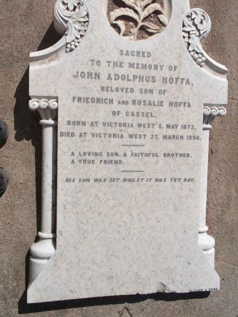HOFFA John Adolphus 1872-1896