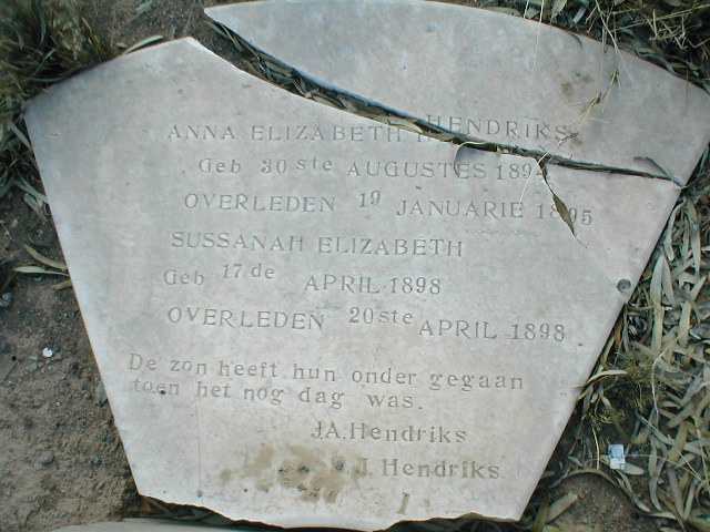 HENDRIKS Anna Elizabeth 1894-1895 :: HENDRIKS Sussanah Elizabeth 1898-1898
