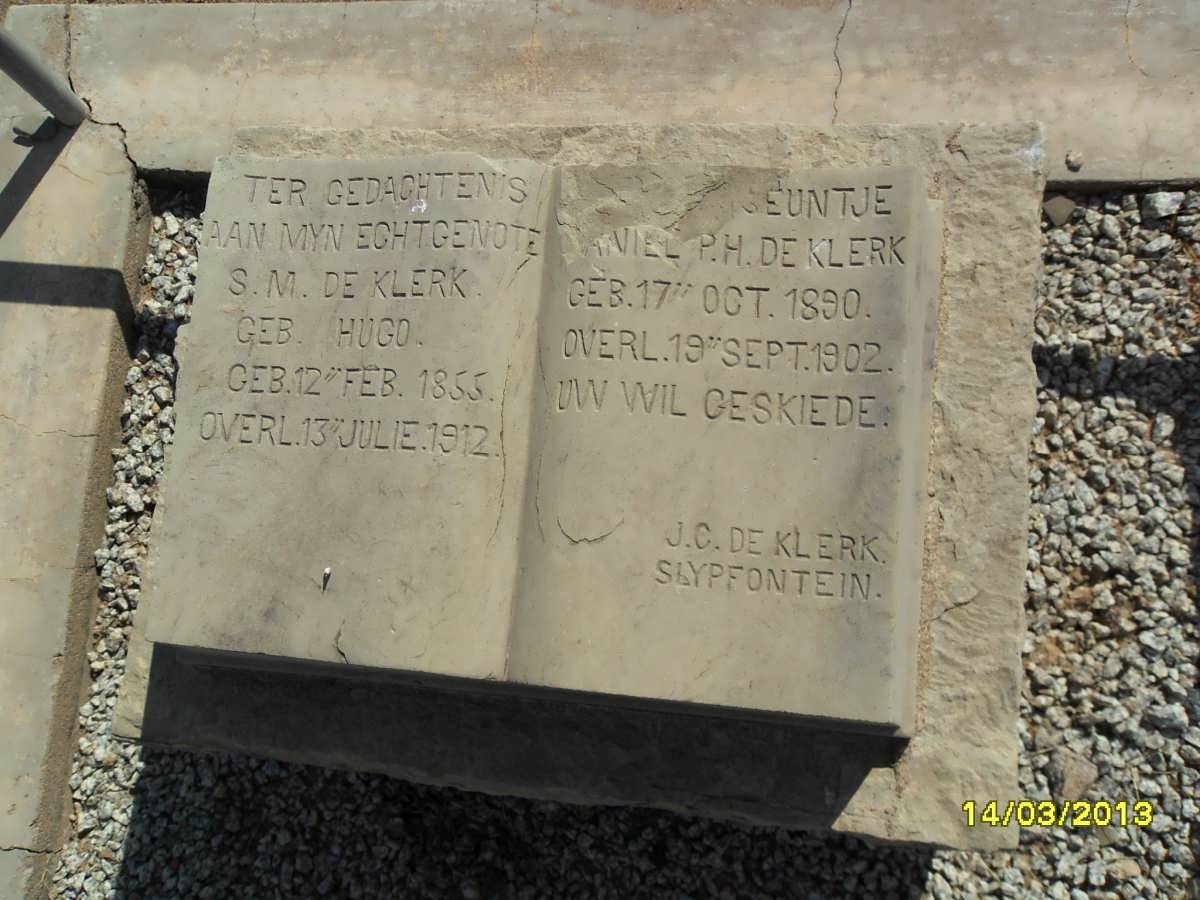 KLERK S.M., de nee HUGO 1855-1912 :: KLERK Daniel P.H., de 1890-1902