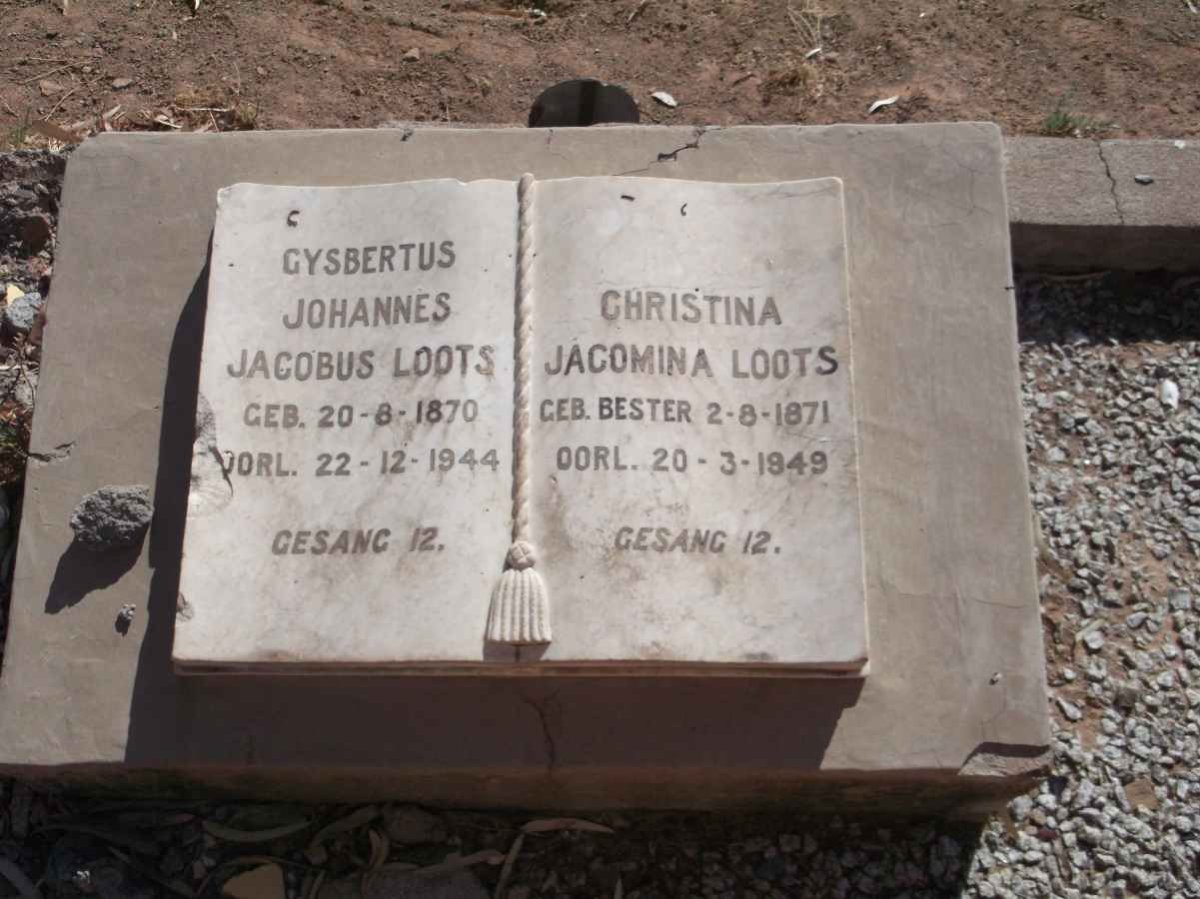 LOOTS Gysbertus Johannes Jacobus 1870-1944 &amp; Christina Jacomina BESTER 1871-1949