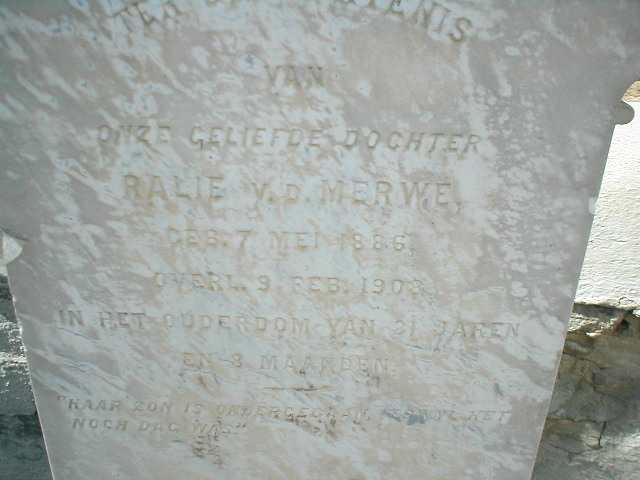 MERWE Ralie, v.d. 1886-1908