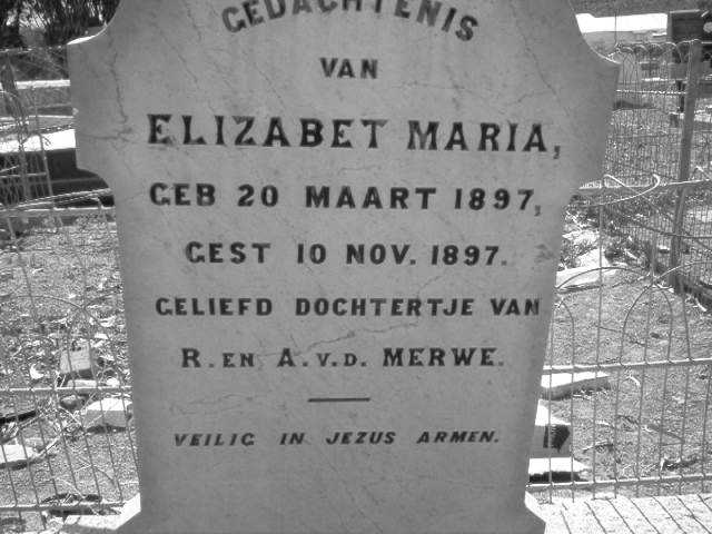 MERWE Elizabet Maria, van der 1897-1897