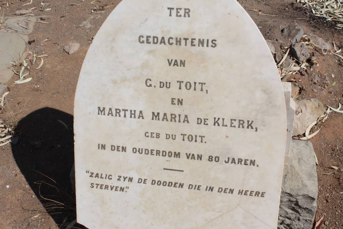 TOIT G., du :: DE KLERK Martha Maria nee DU TOIT