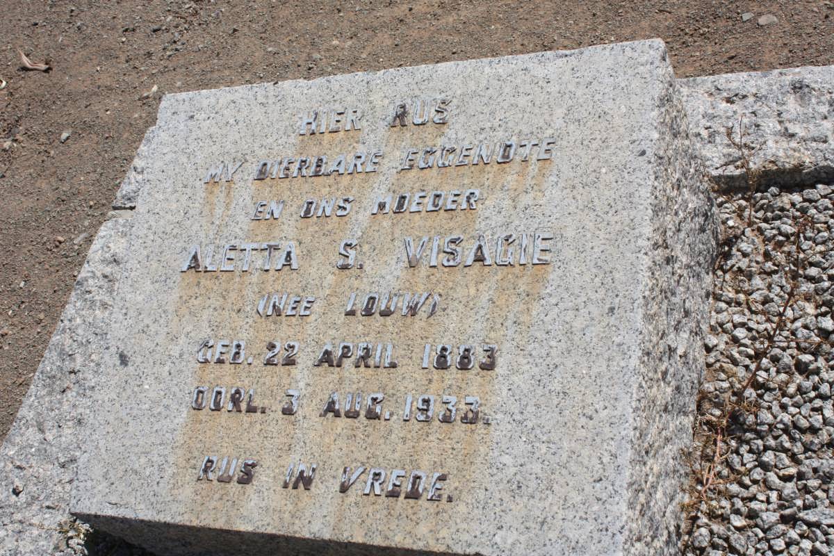 VISAGIE Aletta S. nee LOUW 1883-1933