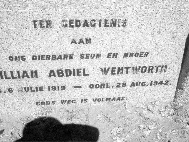 WENTWORTH William Abdiel 1919-1942