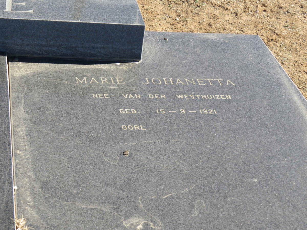 LUBBE Marie Johanetta nee VAN DER WESTHUIZEN 1921-