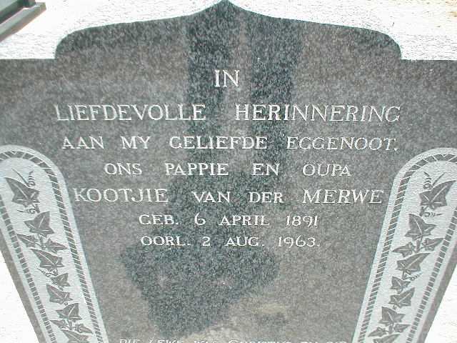 MERWE Kootjie, van der 1891-1963