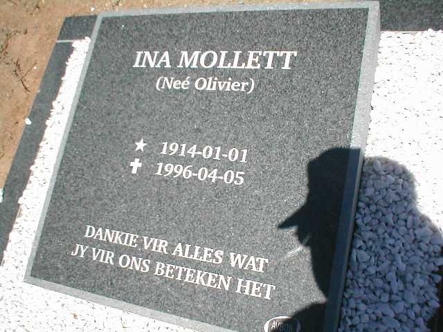 MOLLETT Ina nee OLIVIER 1914-1996