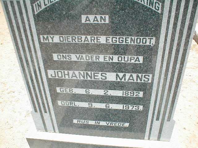 MANS Johannes 1892-1973